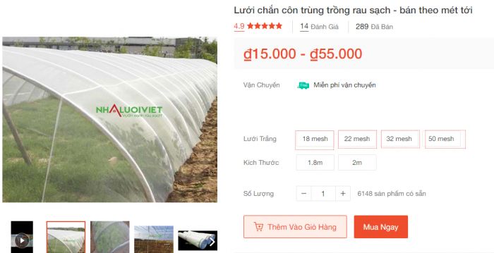 Giá bán lưới chắn côn trùng trồng rau trên Shopee